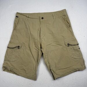 Kuhl Shorts Mens 38 Beige Cargo Canvas Lightweight Pockets 13 Inseam Outdoor